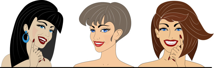 Beautiful, young women smile sweetly.