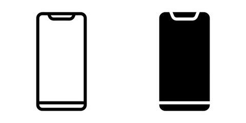 ofvs73 OutlineFilledVectorSign ofvs - mobile phone icon . isolated transparent . smartphone sign . blank screen . black outline and filled version . AI 10 / EPS 10 . g11382