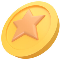 3d star coin icon with pastel color, for UI, poster, banner, social media post. 3D rendering