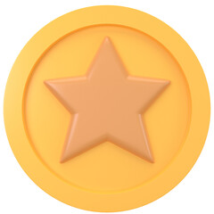 Obraz premium 3d star coin icon with pastel color, for UI, poster, banner, social media post. 3D rendering
