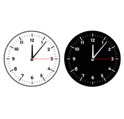 White and Black Clock, Clock Vector Set