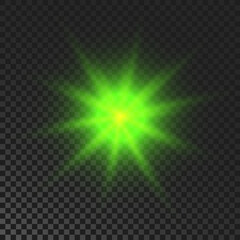 Green glowing sparkling star