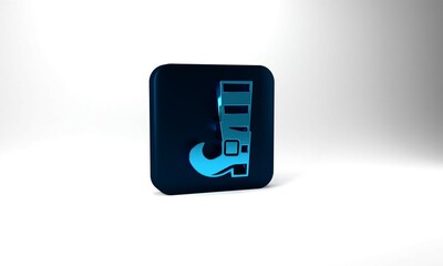 Blue Leprechaun boot icon isolated on grey background. Happy Saint Patricks day. National Irish holiday. Blue square button. 3d illustration 3D render