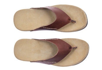 Brown leather sandal isolated.