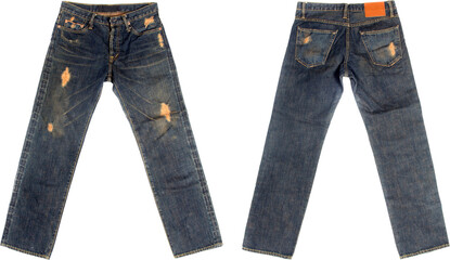  Jeans Front And Back Isolated