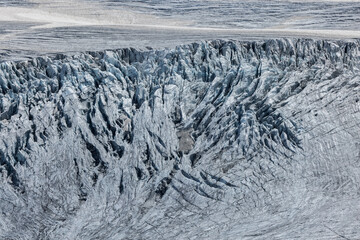 Séracs and glacial crevasses on the glacier of Steingletscher in the Bernese Alps