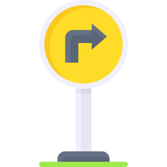 Turn right sign icon, location map and navigation vector