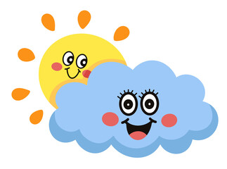 Cloud and Sun Cartoon character icon