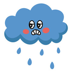 cloud with rain cartoon character icon