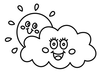 Sun and cloud weather cartoon icon