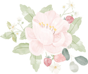 watercolor pink rose bouquet