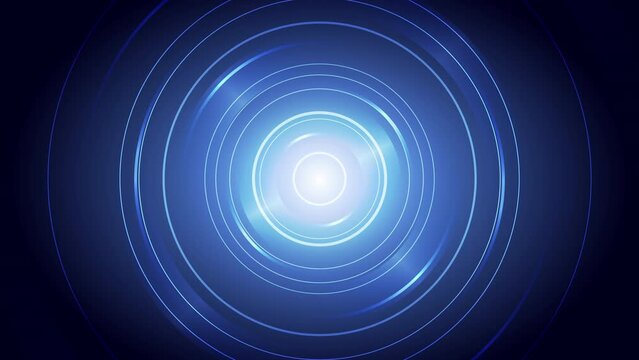 Abstract circular blue light and shade creative technology motion background. Video animation Ultra HD 4k footage.