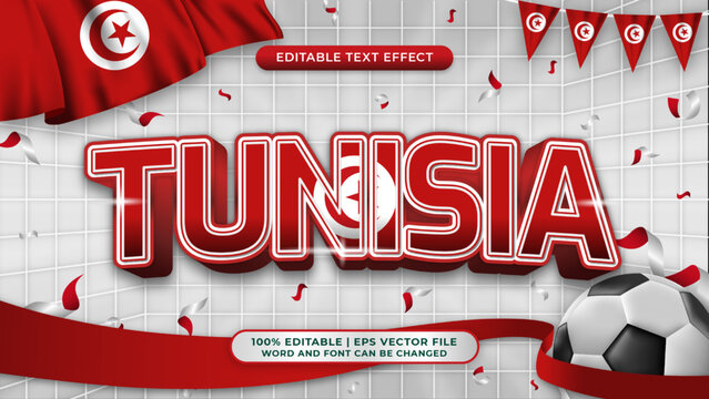 tunisia football world cup background theme editable text style effect
