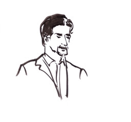 classical singer men in concert, graphic black and white sketch