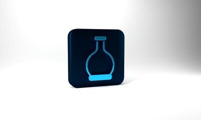 Blue Bottle with potion icon isolated on grey background. Flask with magic potion. Happy Halloween party. Blue square button. 3d illustration 3D render
