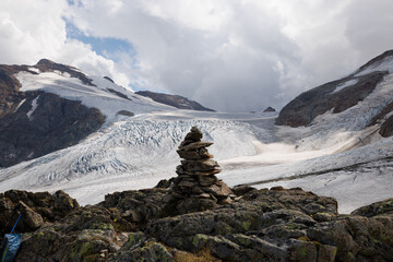 view over the mighty ice of the glacier of Steingletscher in the Bernese Alps
