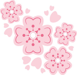 pink sakura flower japanese style png icon design.	