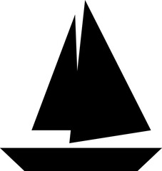 Black sailboat floating ocean sea png design.	
