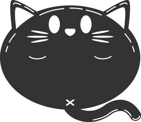 Cute fat black cat cartoon character png design.
