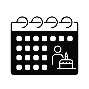 Black solid icon for Date of birth