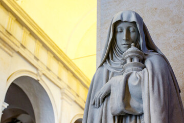 Statue of Saint Clare of Assisi (Santa Chiara), Assisi cathedral, Umbria, Italy, Europe - obrazy, fototapety, plakaty