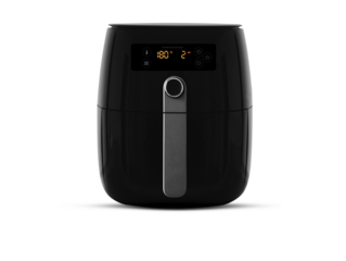 Air Fryer PNG File. Black Electric Deep Fryer Front View.