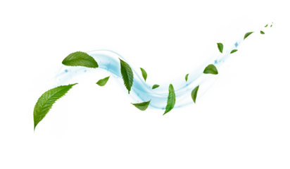 Green Floating Leaves Flying Leaves Green Leaf Dancing, Air Purifier Atmosphere Simple Main Picture.
