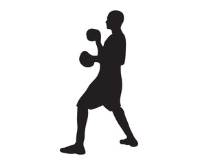 Fototapeta na wymiar shadow, silhouette of a boxer in a rack