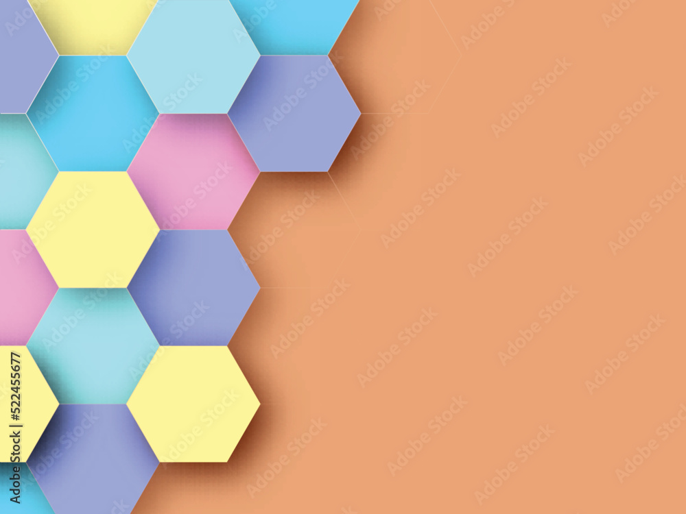 Poster colorful paper hexagon pattern with space for your text. abstract background.
