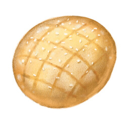 Fresh baked bread bun bakery hand drawn illustration
