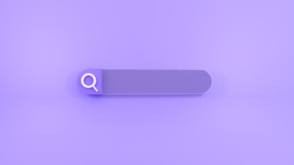 3d search box illustration on purple background, for UI, poster, banner, social media post. 3D rendering