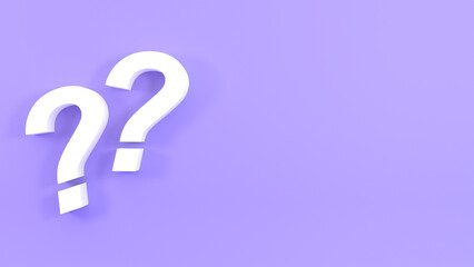 3d question mark illustration on purple background, for UI, poster, banner, social media post. 3D rendering