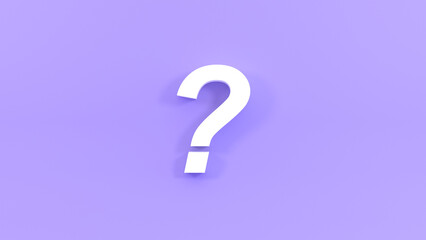 3d question mark illustration on purple background, for UI, poster, banner, social media post. 3D rendering