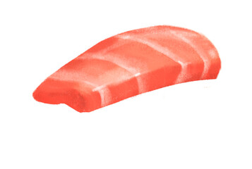 Japanese food raw fish tuna toro sashimi hand drawing illustration painting - obrazy, fototapety, plakaty