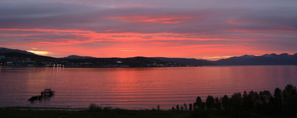 Sunset over the Tromsø island