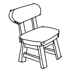 Wood outline doodle sketch furniture chair hand drawn illustration