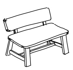 Wood outline doodle sketch furniture chair hand drawn illustration
