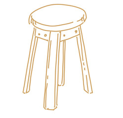 Wood outline doodle sketch furniture chair hand drawn illustration