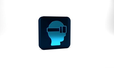 Blue Virtual reality glasses icon isolated on grey background. Stereoscopic 3d vr mask. Optical head mounted display. Blue square button. 3d illustration 3D render