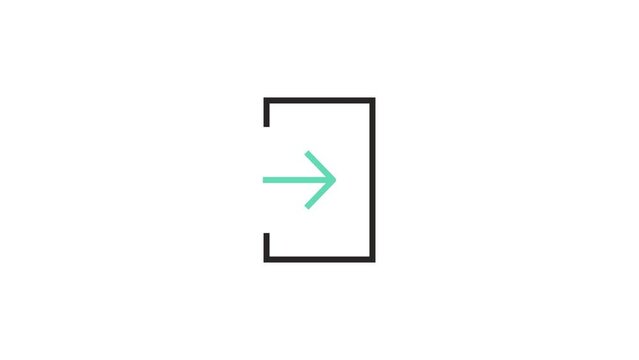 Linear animated entrance sign with arrow and door. Exit concept icon. Loop Animation.
