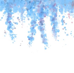 Colorful winter blue silver flowers leaves soft pastel painting orament decoration copy space