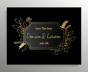 Vintage wedding invitation design. Vector template for card, poster.