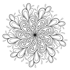 Fototapeta premium Decorative mandala with floral patterns and elements on a white isolated background. For coloring book pages.