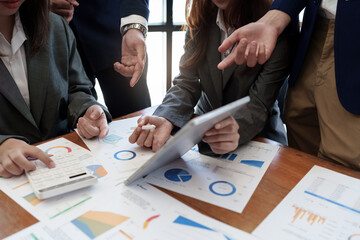 Business advisor meeting to analyze and discuss the situation on the financial report