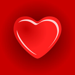 Heart on red background. Vector illustration