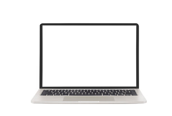 Laptop computer with blank screen on transparent background, Png file	