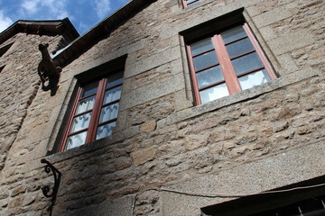 Fototapeta na wymiar ancient stone house at le mont-saint-michel in france 