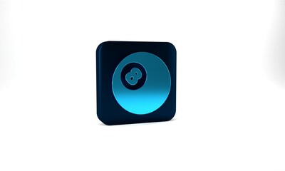 Blue Billiard pool snooker ball with number 8 icon isolated on grey background. Blue square button. 3d illustration 3D render