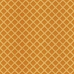 Wafer texture. Seamless vector background with sweet biscuit cake for bakery and confectionery advertising. Seamlessly repeating rhombic structure of the waffle surface with small irregularities.