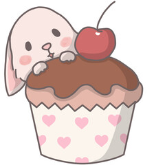 Rabbit with cupcake